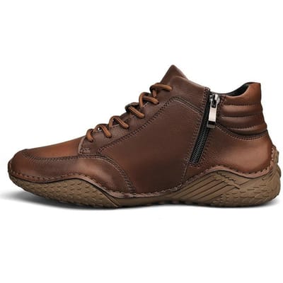 Winter Nieuwe Trendy Echte Leren Casual High-Top Leren Schoenen Lente en Herfst Rundleer Heren Katoengevoerde Schoenen met Fluweel 46 black
