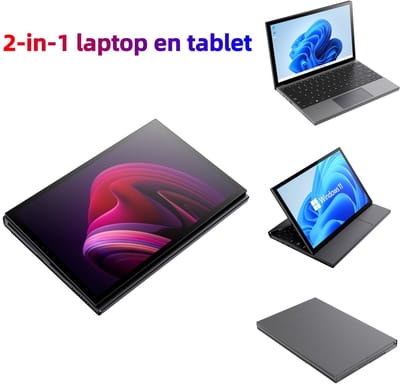 2-in-1 Tablet Laptop 10.95" Touchscreen, Intel Core i5-1240P, 16GB RAM (uitbreidbaar tot 32GB), 1TB SSD (tot 2TB), Gezichtsherkenning, Wi-Fi 6, Metal+Leerlook Behuizing – Draagbare Convertible voor Thuis & Kantoor