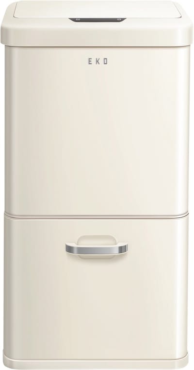 EKO - Vintage Sensor Bin 32+18 liter - Steel Plastic - Vanille Cream - Prullenbak