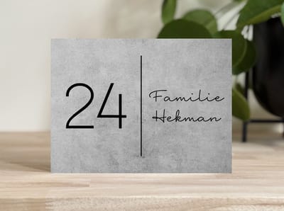 Naambordje voordeur | betonlook | 15x20cm| Huisnummer | rvs afstandhouders