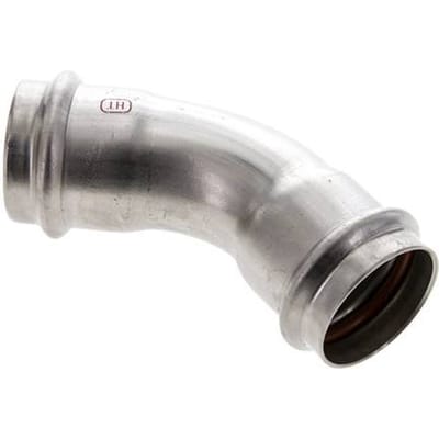 45 graden L-Perskoppeling - 42mm Persmof - RVS