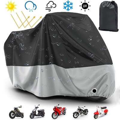 Motorhoes waterdicht buiten - Scooterhoes waterdicht - TENZHVXI® - 245x105x125 cm - 210D, Waterdicht, Stofwerend - Gebruiksvriendelijk - Geschikt voor de meeste motoren, Buiten, Polyester - Zwart