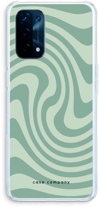 Case Company® - Hoesje geschikt voor Oppo A74 5G hoesje - Swirl Groen - Soft Cover Telefoonhoesje - Bescherming aan alle Kanten en Schermrand