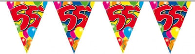 Folat Vlaggenlijn - plastic - 10 meter - 55 jaar - verjaardagsversiering - buiten decoratie