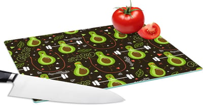 Glazen Snijplank - 28x20 - Avocado - Fitness - Patronen - Snijplanken Glas