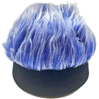 Perruque chapeau drôle bonnet tricoté bandeau de perruque nouveauté chapeau de cheveux confortable et respirant pour hommes femmes tous bleu