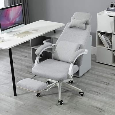 Gaming Stoel Ergonomisch met Uitschuifbare Voetsteun en Verstelbare Rugleuning 117-127 x 61 x 57 cm – Bureaustoel 360° Draaibaar met Hoofdsteun, Verstelbare Hoogte en Wielen – Zwart – Mobili Bella