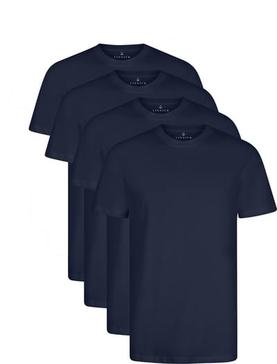 LINNICK Long Fit T-Shirt 4 Pack - Ronde Hals - Korte Mouw - T Shirt Heren - 100% Katoen - Longfit T Shirt Heren - Dark Blue - Maat S - Set van 4