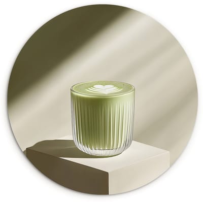 WallCircle® Wandcirkel 120x120 cm - Muurcirkel Matcha - Glas - Groen - Minimalistisch - Muurdecoratie woonkamer - Wanddecoratie slaapkamer - Kamer decoratie accessoires - Ronde schilderijen XXL