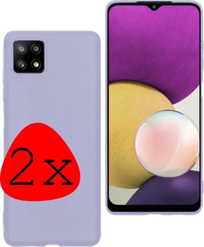 Hoesje 2 Stuks - Geschikt voor Samsung Galaxy M22 - Sterk & Shockproof - Case Siliconen - Back Cover - Telefoon Hoes - Lila