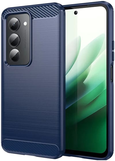 Hoesje geschikt voor Xiaomi Redmi 15 - Techsuit Carbon Silicone Back Cover - Blauw