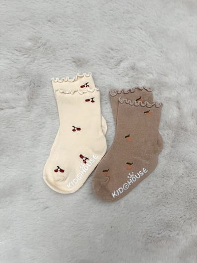 Kindersokken - Babysokken - Aardetinten - Nude kleuren - Modern - Kersen - Citroen - Babyuitzet - Kraamcadeau - 1-3 jaar - Cadeau - Antislip sok