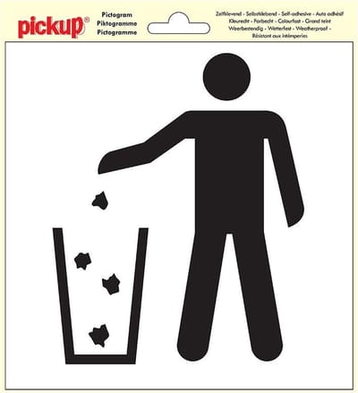 Pickup Pictogram 20x20 cm - Afval in de bakken