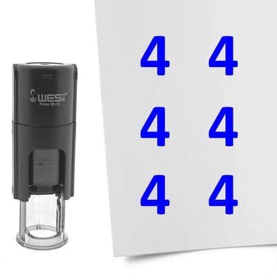 CombiCraft Stempel Getal 4 10mm rond blauwe inkt - per 1 stuk