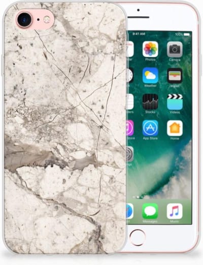 iPhone SE 2022 | SE 2020 | 8 | 7 TPU Siliconen Hoesje Marmer Beige