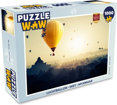Puzzel Luchtballon - Mist - Myanmar - Legpuzzel - Puzzel 1000 stukjes volwassenen