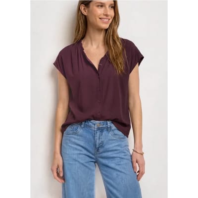 Blouse met V-hals en ruches