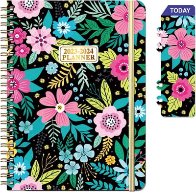Planner 2023-2024 - Wekelijkse Maandplanner - Afspraken Plannen - Gecoate Tabbladen - 64 x 85 inch - Roze Bloemen