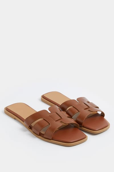 Yours Bruine Muiltjes Met Uitsparing In Brede Epasvormsize 37EEE