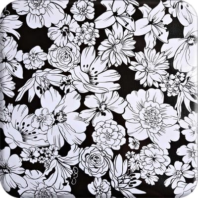 Mexicaans Tafelzeil Vintage flower - 120 x 250 cm - Zwart