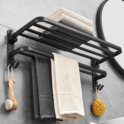 Handdoekhouder voor badkamer, badkameraccessoires, handdoekhouder badkamer, zelfklevend, handdoekhaak van roestvrij staal SUS304, badkamerset, complete accessoires handdoekhouder, badkamer voor