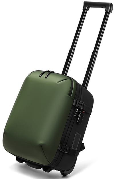 CarryQuest® - Vacuüm Rugzak Trolley Underseat - Handbagage 40x30x20 - Rugzaktrolley met Wielen - Ingebouwde Pomp - Laptopvak 14 inch - USB-C - TSA-slot - Groen
