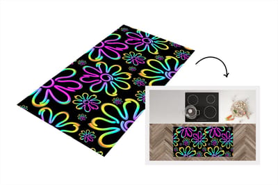Keukenloper - Loper keuken - Bloemen - Neon - Patronen - Psychedelisch - 120x60 cm - Keukenloper vinyl