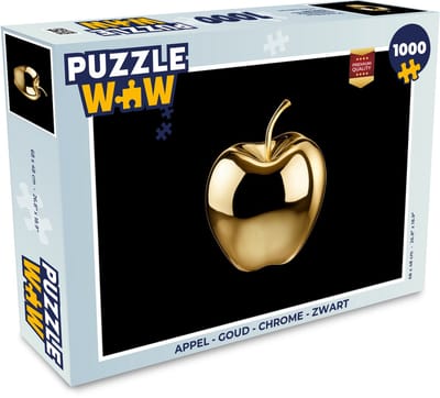 Puzzel Appel - Goud - Chrome - Zwart - Legpuzzel - Puzzel 1000 stukjes volwassenen