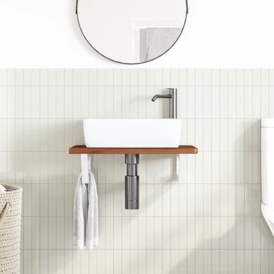 vidaXL - Badkamer - wandschap - staal - en - massief - eikenhout