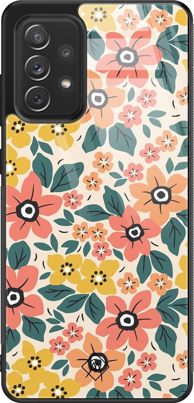 Casimoda® hoesje - Geschikt voor Samsung Galaxy A52 5G - Blossom - Luxe Hard Case Zwart - Backcover telefoonhoesje - Multi