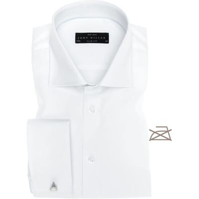 John Miller Overhemd Slim French Cuff Non Iron Wit / male