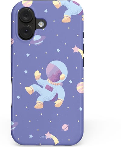 Casetastic hoesje geschikt voor Apple iPhone 16 - MagSafe - Dubbellaagse bescherming - Vliegen in de ruimte - Fashion Case - Lavendel Lichtgrijs