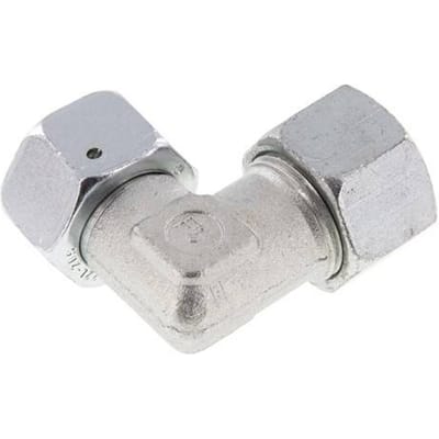 M30x2 x 20S Verzinkt Stalen Verstelbaar L-Fitting 90graden met Afdichtconus en O-ring 400 Bar DIN 2353 - FL2E-NC-EZN-30-20-SO