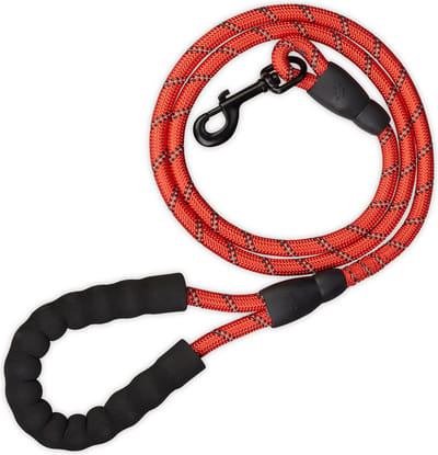 hondenriem reflecterend - 150 cm - gepolsterde handgreep - kleine en grote honden - tot 50 kg - nylon - rood
