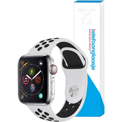 Siliconen sportbandje Apple Watch 1/2/3/4/5/6/SE ? 38/40mm - Wit/Zwart