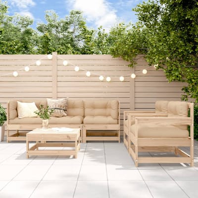vidaXL - 6-delige - Loungeset - met - kussens - massief - hout
