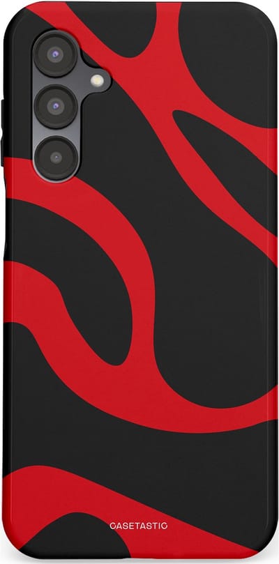 Casetastic hoesje geschikt voor Samsung Galaxy A16 - Dubbellaagse bescherming - Vurige Zwarte Lava Stroom - Fashion Case - Zwart Rood