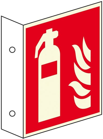 Haaks bord (dubbelzijdig) brandblusser pictogram, ISO 7010 200 x 200 mm