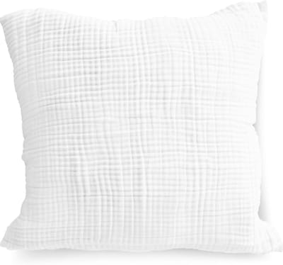 Famanu – kussensloop 50 x 70 cm van 100% organisch katoen mousseline kussensloop met ritssluiting in wit