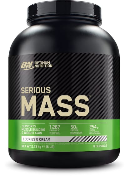 Optimum Nutrition Serious Mass - Cookies & Cream - Mass Gainer - Weight Gainer - 2727 gram (8 servings)