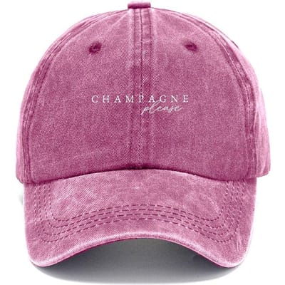 Vintage Gewassen Katoenen Baseballpet Feestlogo Borduurwerk Retro Feestmuts Champagne Please Pet Voor Festival Streetwear pink