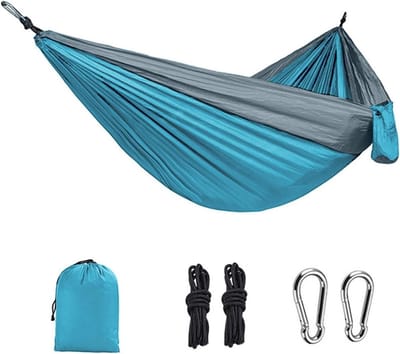 Reishangmat - Parachute hangmat - Outdoor ontspanning - Inclusief draagtas - 270x140 cm - Hemelsblauw