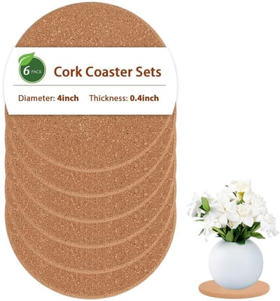 Allecto - Herbruikbare Kurken Onderzetters - Warmtebestendig - Set van 6 Stuks - 10cm - Duurzaam en Functioneel - Perfect voor Dranken - Geschikt v..