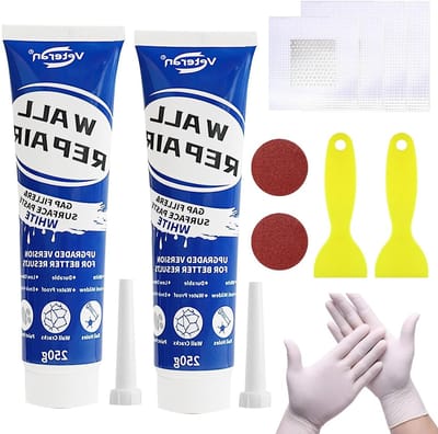 Kant-en-klare witte vulmassa van 500 g voor het vullen van gaten, inclusief pleisterplaten, schrapers en schuurpapier voor muurherstel en scheurreparatie