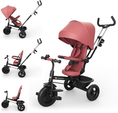 Kinderkraft ASTON 2 PLUS - Driewieler - Meegroeiend - Verstelbare Duwstang - Roze