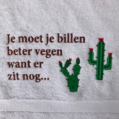 Gastendoekje - Wit - Je moet je billen beter vegen want er zit nog - Cactussen