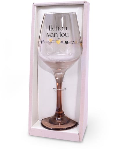 Sparkling wijnglas | Thema: Ik hou van jou | Inhoud: 350ml | Kleur: Roze