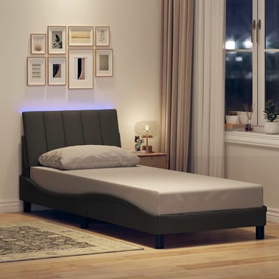 vidaXL - Bedframe - zonder - matras - "Hanko" - 90x200 - cm - stof - donkergrijs
