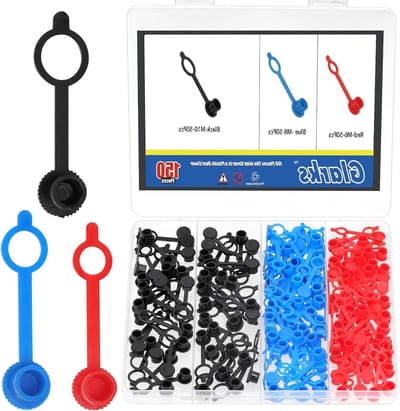 150 Stuks M6 M8 M10 Plastic Vet Zerk Fitting Caps Set, Rem Ontluchtingsschroef Caps met Bevestigingsringen, Vetfitting Kap Accessoires