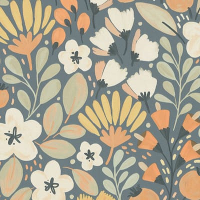 Erismann Vinylbehang 10518-08 - La Terasse - Botanisch Blauw - 53cm x 10.05m